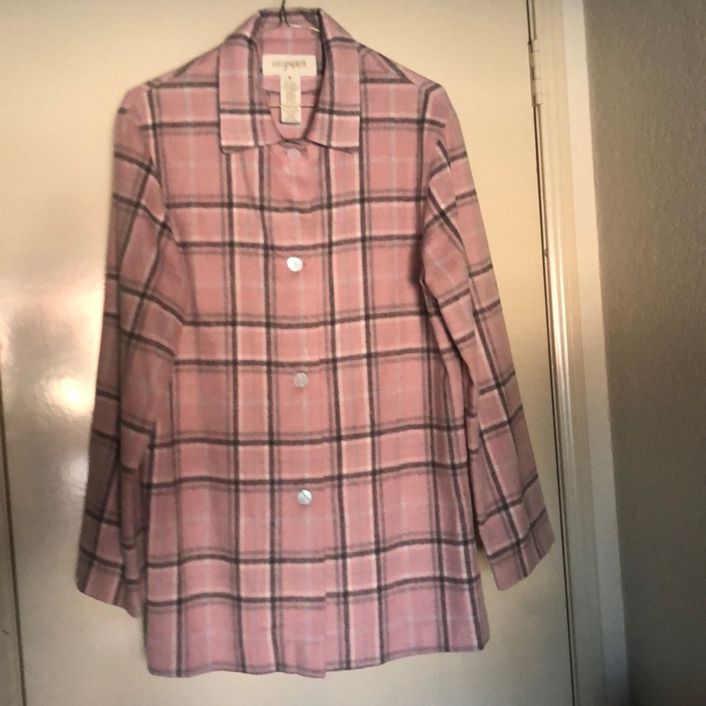 Wool blend long sleeves top with pink/ grey striped NEW